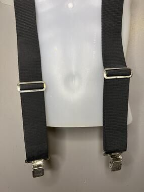 Husky Men's One Size Black Top Grain Leather Clip Suspenders Adjustable Work